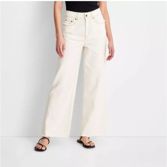 🆕 Future Collective Jenny K Lopez Collection Cream High Rise Wide Leg Jeans 26w - Picture 6 of 9